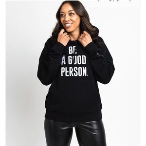 BE A GOOD PERSON Signature Embroidered Hoodie - Black